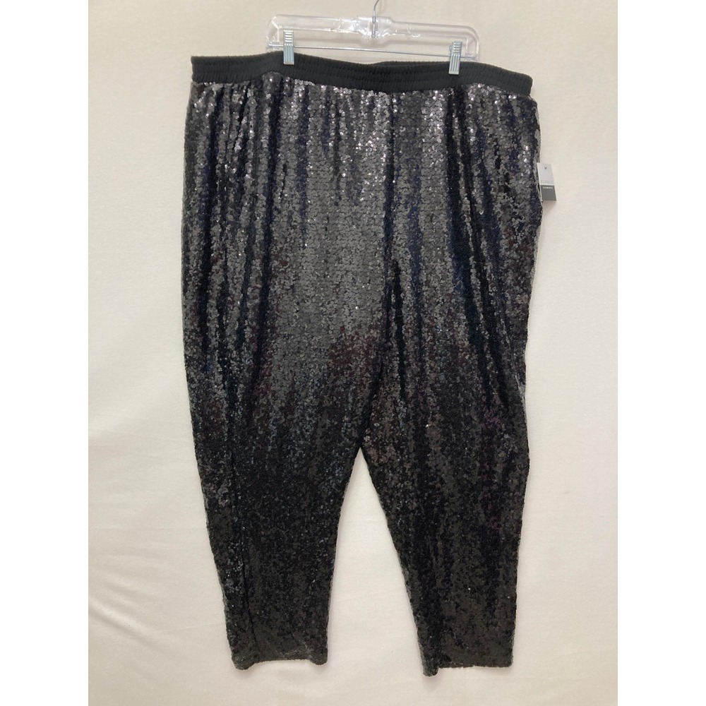 New Eloquii Sequin Pull-on Jogger Pants Black Plus Size 26 Glam Party Evening